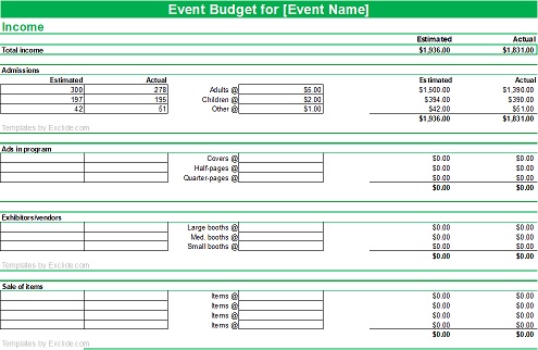 Event Budget Template