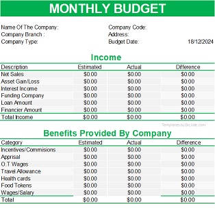 Monthly Budget Template