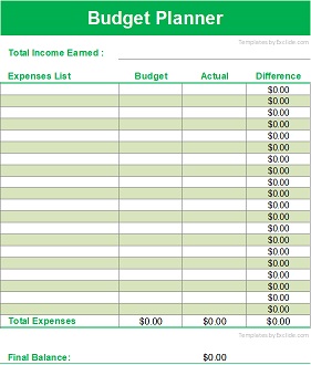 Simple Budget Planner Template