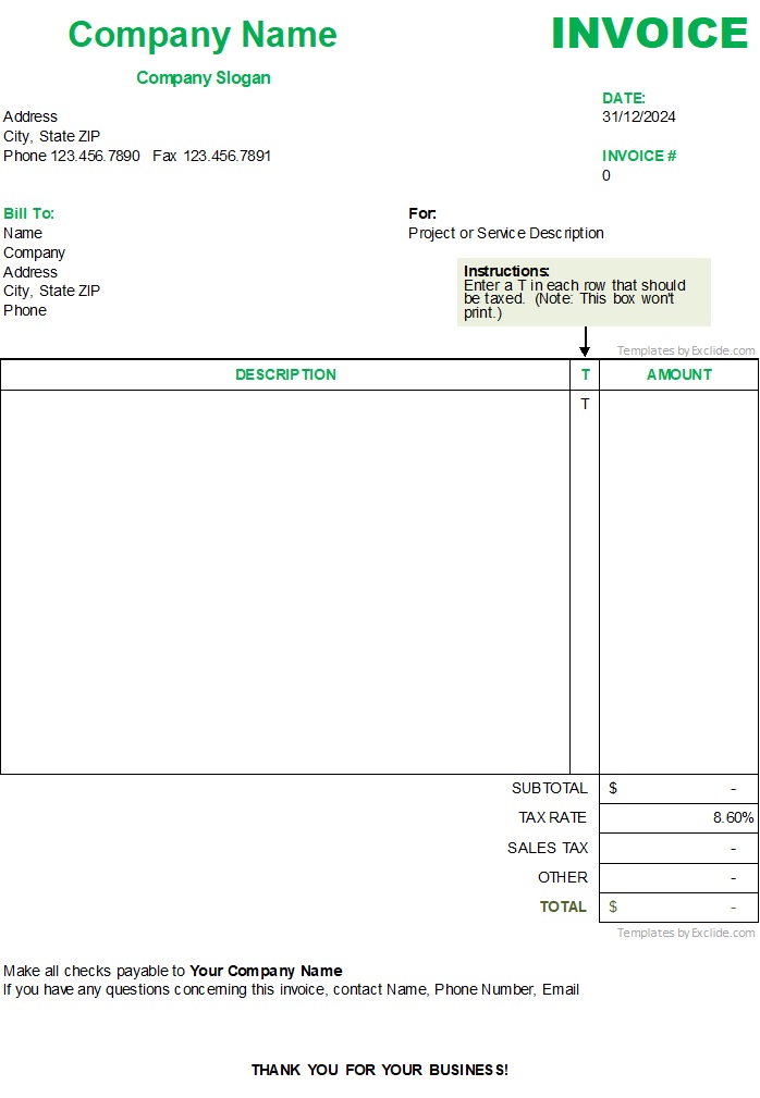 Blank Invoice Template