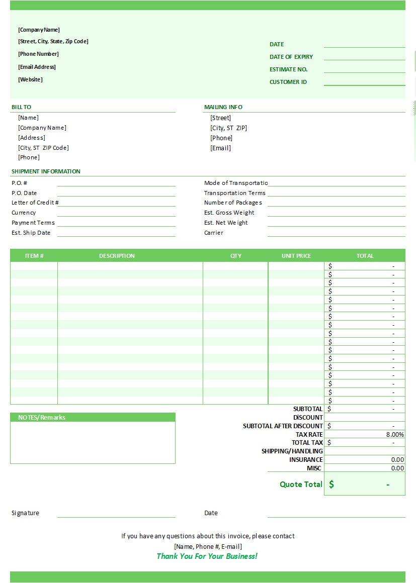 Advanced Invoice Template Excel