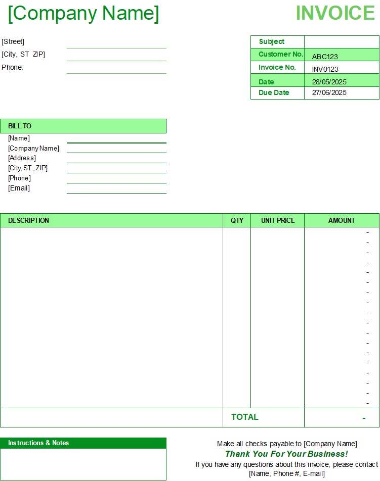 Billing Invoice Template