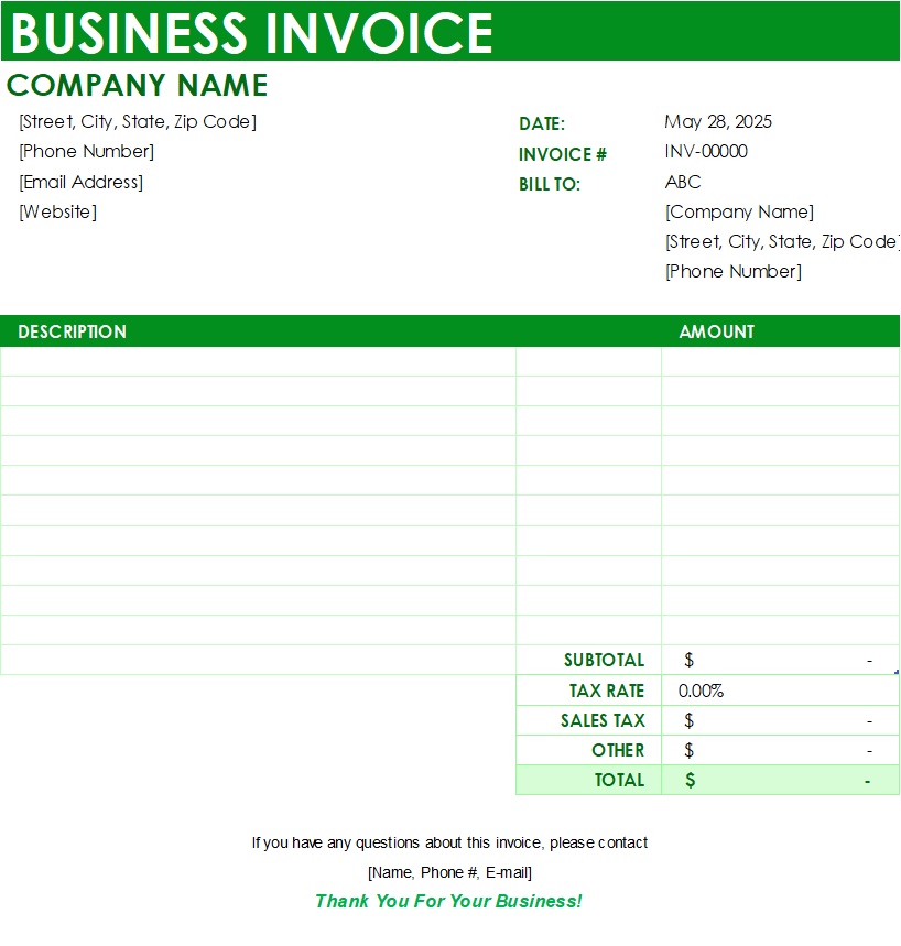 Business Invoice Template