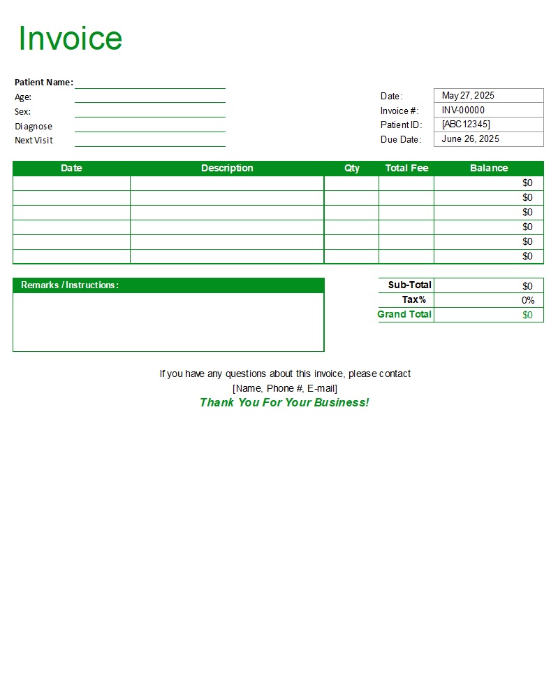 Clinic Invoice Template