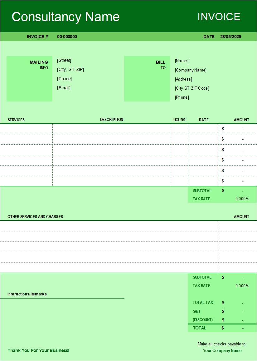 Consultant Invoice Template