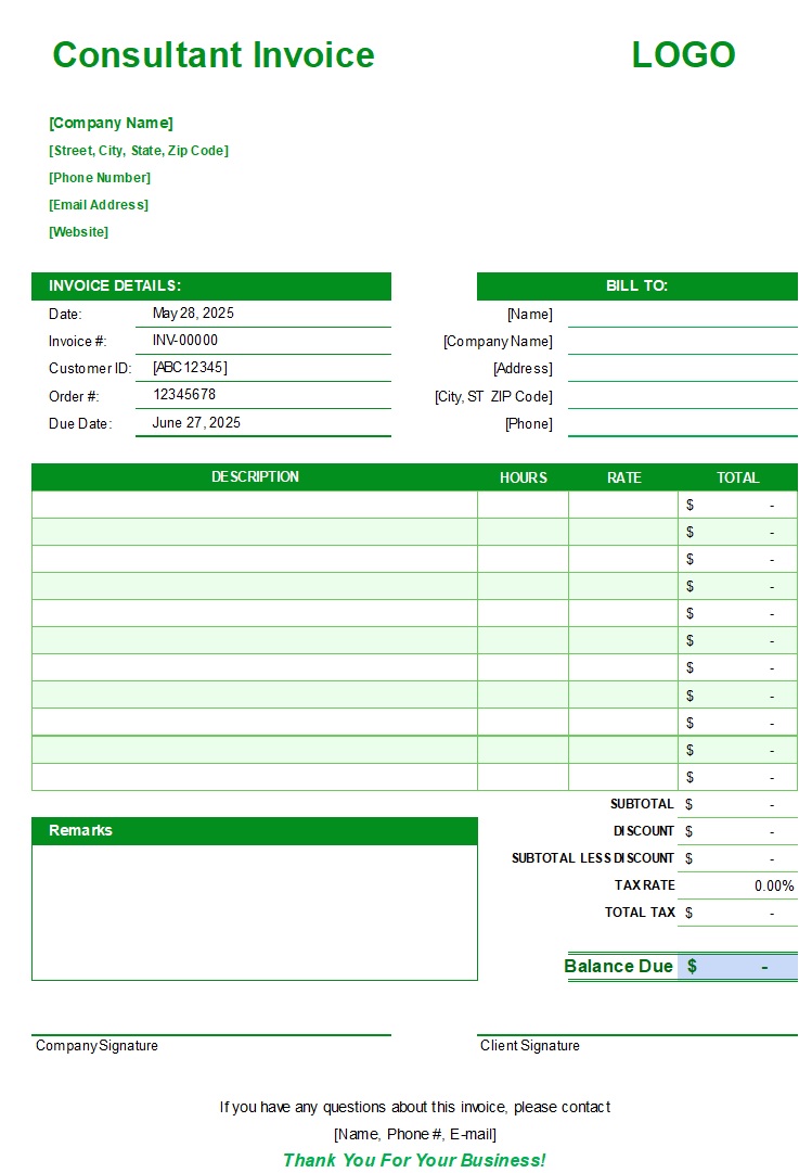 Consulting Invoice Template 3