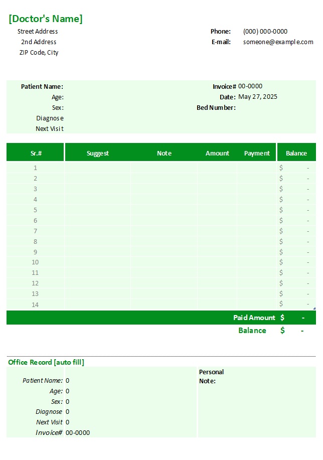 Doctor Invoice Template