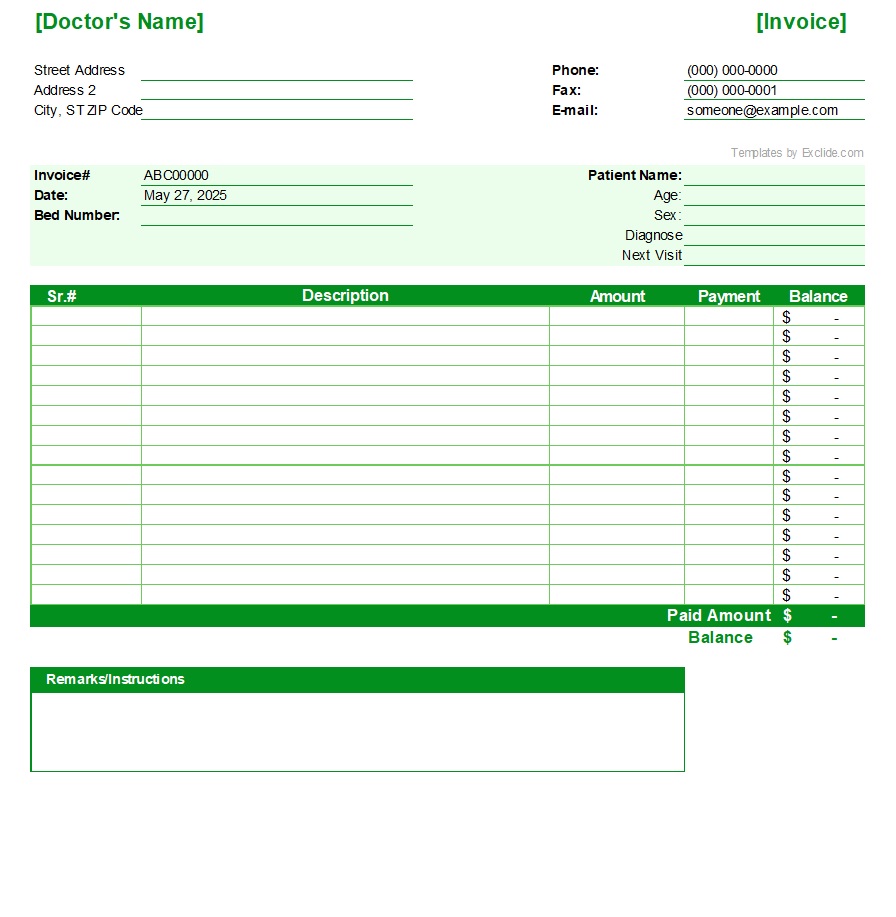 Doctor invoice