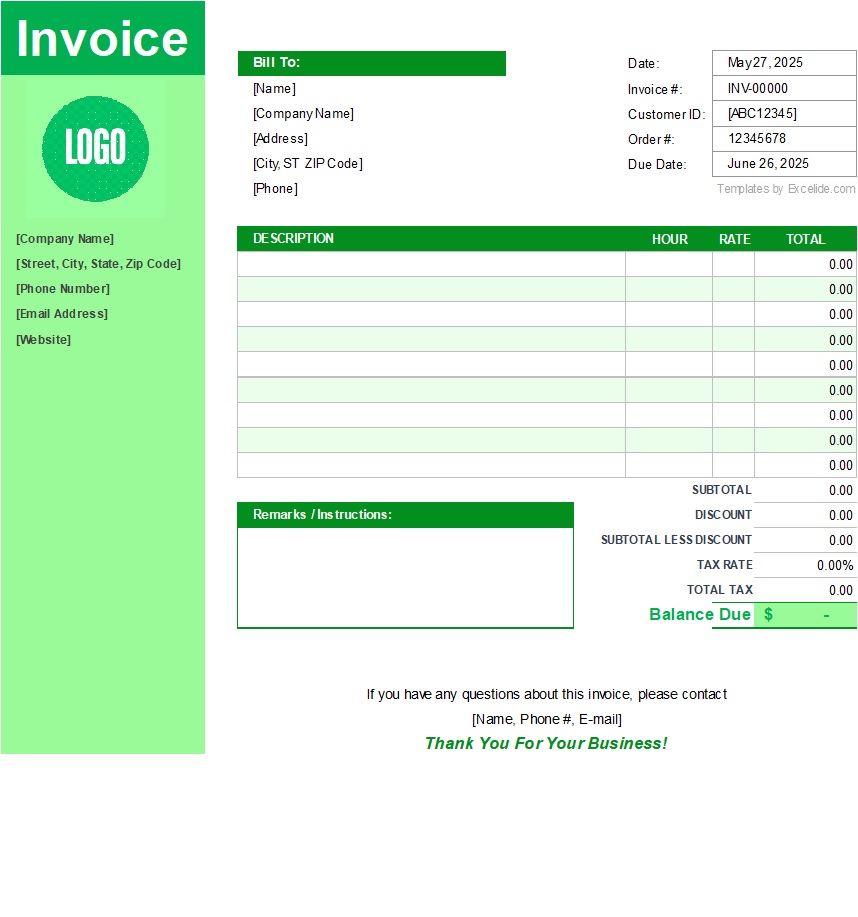 Freelance Photography Invoice Template