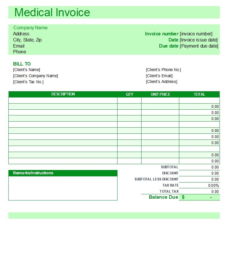 Medical Billing Invoice Template
