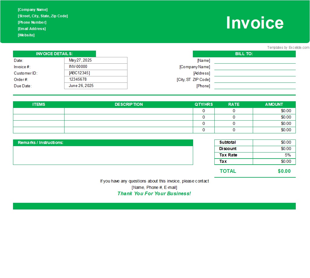 Portrait Photography Invoice Template