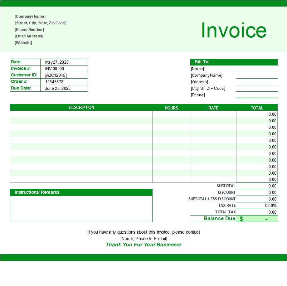 Real Estate Photography Invoice Template