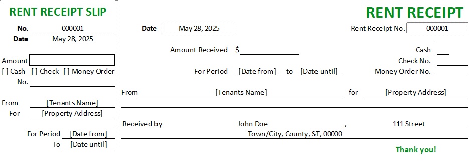 Rent Receipt Template