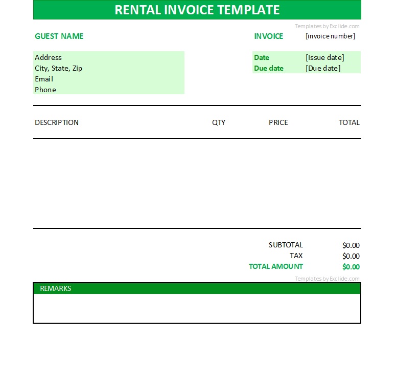 Rental Invoice Template