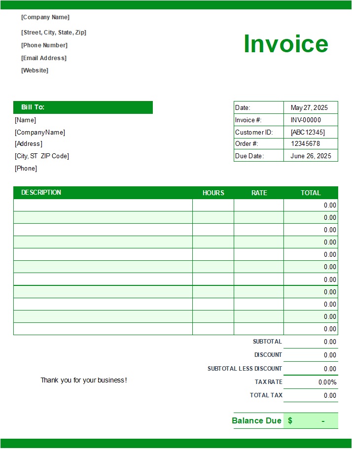 Wedding Photography Invoice Template