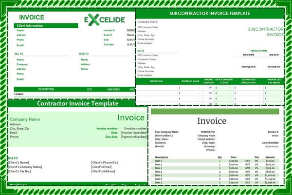 Subcontractor Invoice Templates